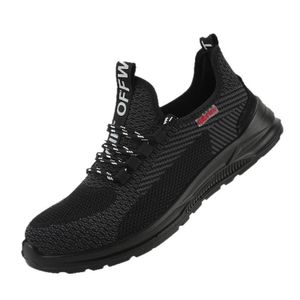 GLARPEBIE Chaussures de sécurité pour hommes, ultra légères, respirantes, embout composite, chaussures de travail, baskets pour hommes - Noir