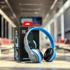 TWS Casque Bluetooth p47 EXTRA BASS FM Radio AIR EAR PODS MP3 Player with Mic for Mobile Phone Tablet PC (air ear pod p 47) - Bleu