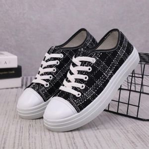 GLARPEBIE Chaussures de sport et de loisirs en Coton toile à la mode pour femmes Baskets Pour Femme- Noir