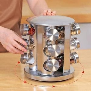 Étagère à épices rotative, organisateur d'épices rotatif avec 12 bocaux vides