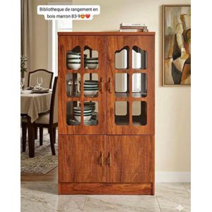 Meuble de rangement de cuisine mulitifonction avec 2 portes en metal et bois 100x30x139cm