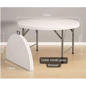 Table Pliante Ronde, Table de Salle à Manger intérieure et extérieure en Plastique, Table d'événement