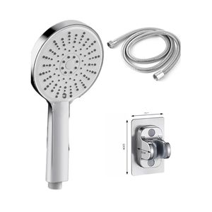 Pommeau de Douche Argenté Haute Pression avec 3 Modes – Flexible et Support sans Percussion Inclus