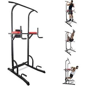 Chaise romaine musculation, Power tower dip station, Multifit, Hauteur et dossier réglables, Tour de, Robuste, Sport maison, Traction, Pull up CA821107