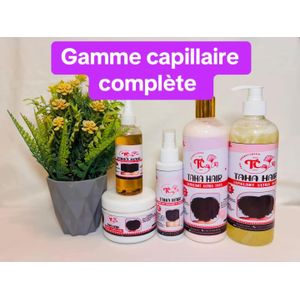 Gamme capillaire pour traitement de cheveux shampoing(500ml),demelant(500ml),huile booster(100ml),spray cheveux(200ml) et crème capillaire(300 grs)