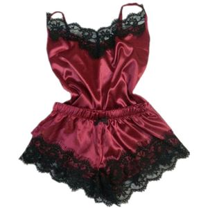 MIDNIGHT'S BOMB Ensemble de pyjama en satin avec dentelle short sexy vêtements de nuit