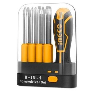 Ingco Boite de Tournevis Interchangeables - 9 Pièces - Jaune/Noir