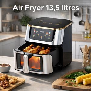 Air Fryer 13,5 Litres – Friteuse sans huile intelligente, grande capacité XXL, cuisson rapide et saine pour toute la famille. Four électrique 