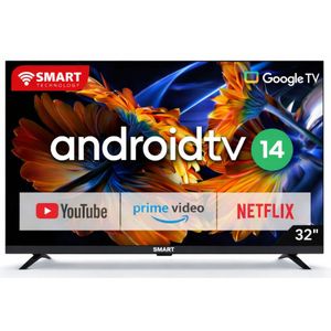 SMART TECHNOLOGY TV 32 Pouces Google TV, Android 14 STT-3280K - Wifi, Bluetooth - Apps (Netfl, YouTube, Prime Vidéo) - 2 télécommandes slim avec option vocale