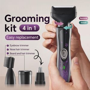 Appareil d'épilation multifonctionnel pour femmes, ensemble de rasoirs 4 en 1, instrument d'épilation pour usage domestique - Noir
