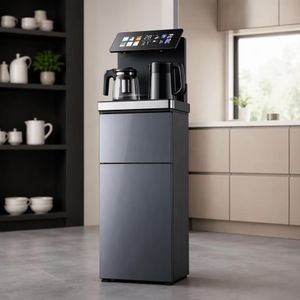 Fontaine à Eau Multifonction à Chargement Cache par le Bas – Écran Digital Tactile, Bonbonne Masquée & Station à Thé/Café