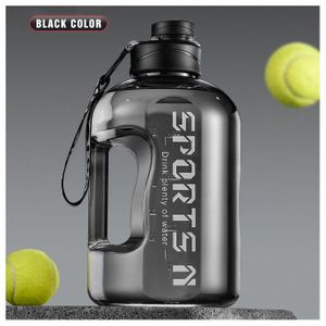 Bouteille d'eau de sport grande capacité de 1700 ml - Noire