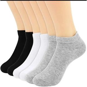Pack de 6 paires de chaussettes 2 gris,2 noir,2 blanc 100% coton unisexe.