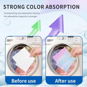 Papier absorbant la couleur de tissu anti-teinture de 50pcs, feuilles de teinture résistantes à la croix réussissent le film absorbant la couleur des vêtements, la couleur et le lave-linge domestique du capteur de saleté