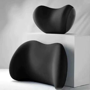 Flushrenic Coussin de soutien Le dos en coton noir, protègez la taille et fournissez du soutien, mousse mémoire, respirable, réglable pour la voiture et le bureau.