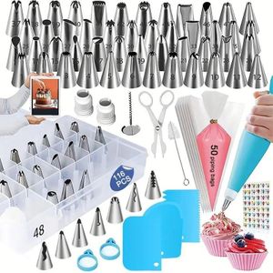 Set de 116 pièces pour décoration de gâteaux et outils de pâtisserie, avec boîte de rangement