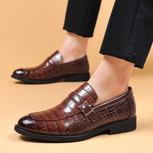 GLARPEBIE Chaussures En Cuir Pour Hommes Chaussures Formelles Pour Hommes Chaussures à enfiler à pampilles pour hommes - Marron