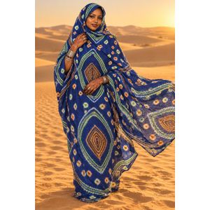 Meulfa traditionnelle mauritanienne – Bleu royal à motifs tie & dye