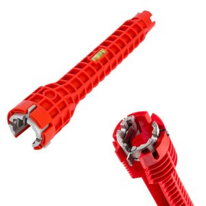 ShebSheb Clé multifonction 5‑en‑1 réglable pour évier et robinet, outil en alliage avec niveau intégré, compatible avec écrous de 21 à 28 mm, pour installation et réparation de cuisine et salle de bain