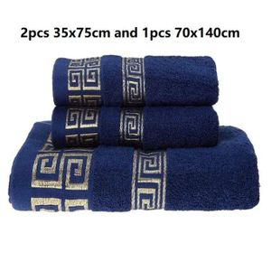 Ensemble de trois serviettes brodées 100% pur coton hautement absorbantes, ensemble de serviettes de bain d'hôtel, comprenant 1 serviette de bain et 2 serviettes pour les mains.