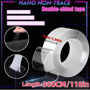 Ruban Nano Double-Face - Sans traces, lavable et amovible ruban adhésif double-face - Ruban transparent super résistant - 5*300cm