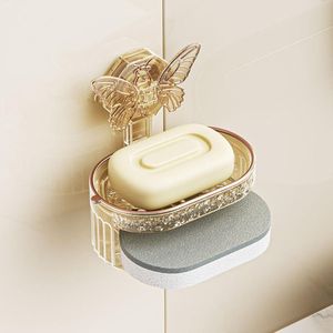 Porte-savon à ventouse papillon, porte-savon double couche, porte-savon mural