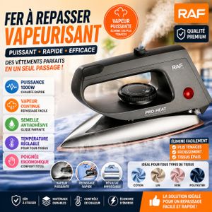 RAF Fer à Repasser Vapeur – Puissant 1000W – Semelle Antiadhésive – Repassage Rapide & Efficace