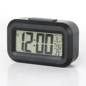 Mini Réveil Électronique avec Compte à Rebours, Affichage Numérique Lumineux, Thermomètre, Calendrier, Design Moderne, pour Bureau/Portable couleur noir fournit avec 2 pilles AA 1,5V