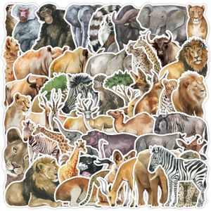 50pcs drôle aquarelle dessin animé africains animaux autocollants Skateboard ordinateur portable réfrigérateur moto téléphone voiture Cool étanche Graffiti autocollant jouets