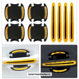 Lot de 8 autocollants de protection poignées de porte voiture en fibre de carbone