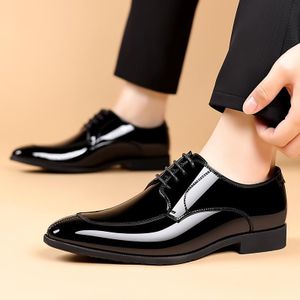 GLARPEBIE Chaussures habillées en Similicuir pour hommes, chaussures Oxford à lacets pointues formelles pour costume d'affaires - Noir