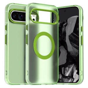 Etui google pixel 9 pro xl / 10 pro xl couleur verte en silicone compatible mag safe avec un cordon tres solide