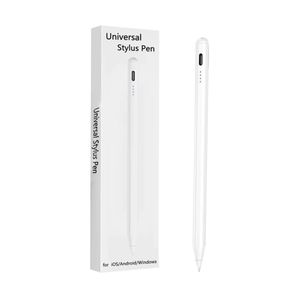 Universal Stylet universel en métal au prix d'usine pour tablette iPad téléphone Android, stylet capacitif rechargeable pour le dessin, blanc