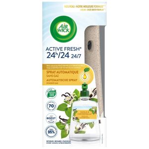 Airwick Diffuseur spray désodorisant automatique de parfum sans gaz Active Fresh 24h/ 24 parfum vanille 228ml