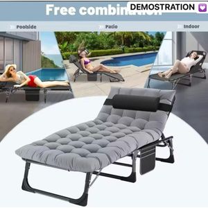 Lit Pliant pour une Personne Lit Pliant Camping Chaise Longue Lit Simple Fauteuil Inclinable Pliant pour Camping Pause Déjeuner Bureau Urgence Extérieure
