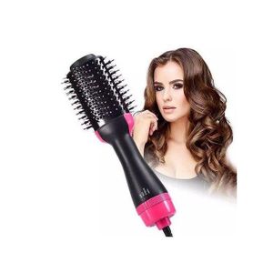 Appareil Cheveux 3 en 1 Multifonctionnel - Sèche-cheveux, Brosse et Lisseur (Noir/Rose)