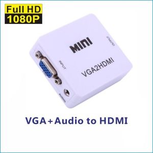 White Label Mini VGA À HDMI VGA2HDMI Audio Video Converter Box Adaptateur Pour HDTV Projecteur