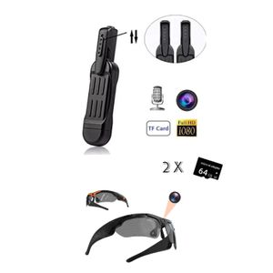 Unbrand Caméra Cachee Stylo + Lunettes Caméra +2 MicroSD 64gb 