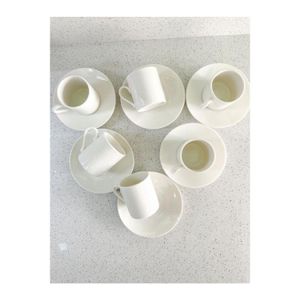 Ensemble De tasses et soucoupes fabriqué en porcelaine blanche 12 pièces 