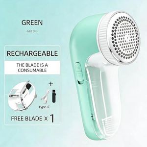Rasoir pour tissus et décolleur de pellicules, outil de rasage pour pulls à lame remplaçable, chargement USB - vert