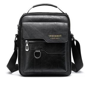 SAI Sac Bandoulière Zippé Pour Homme Sac Messager En Cuir Artificiel De Grande Capacité