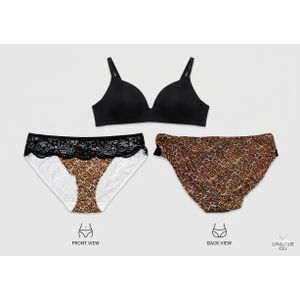 Ensemble Lingerie Femme: Soutien-gorge (10C/D) et Culotte en dentelle et Imprimé Léopard ( 6 )