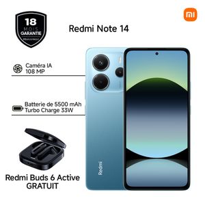 Xiaomi Redmi Note 14 - ROM 128 Gb - RAM 6 Gb - 6.88" – 108 Mpx – 5110mAh – Bleu - Garantie 18 mois