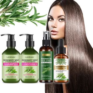 Kit Complet Soin Capillaire LANEMAY – Romarin & Menthe Poivrée - Shampoing, Après-Shampoing, Spray et Huile Essentielle - Fortifiant & Croissance – 4 Pièces