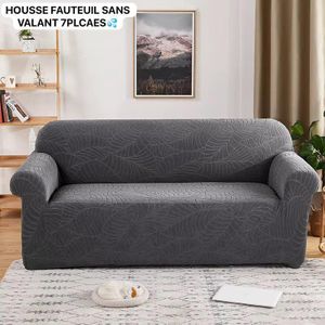 Housse de Canapé 7 Places Extensible – Protection Anti-Poussière et Anti-Taches – Motif Feuilles