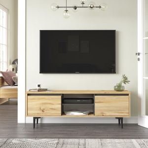 Meuble TV Oliver avec Portes 140 cm – Feutre & Anthracite (OLI1-KA)