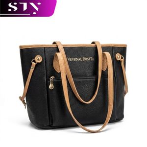 STY Sacs à main grande capacité pour femmes, sac fourre-tout en cuir synthétique PU, sacs noirs