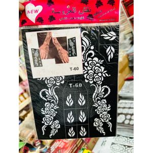 Pochoir Tatouage Henné Autocollant Réutilisable - Motif Floral Élégant  Pour Mains et Bras