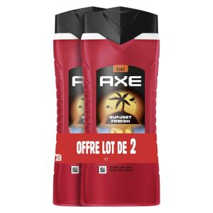 Axe Sunset Fresh - Lot de 2 Gels Douche Homme 5-en-1 (Parfum Tropical & Frais) - 2 x 400ml