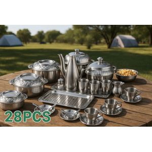 Service de table 28 pièces en acier inoxydable – Ensemble complet pour repas et réception